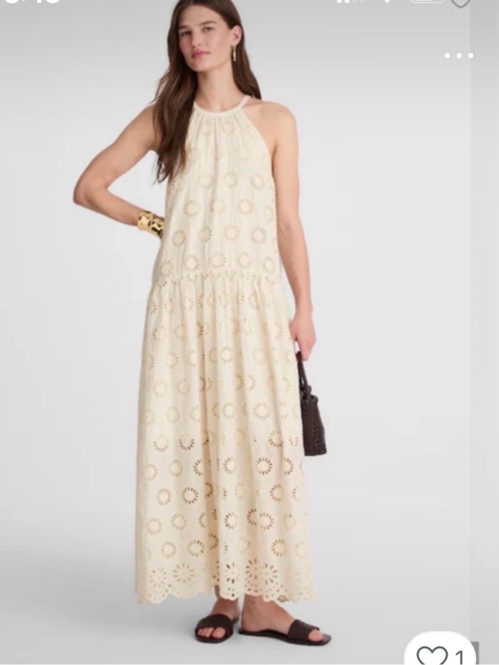 Madewell Eyelet Halter Maxi Dress White Medium NWT